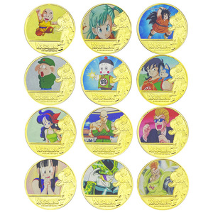 12 pièces de monnaie <span class=keywords><strong>Dragon</strong></span> Ball en <span class=keywords><strong>or</strong></span>, style anime japonais, avec double placage <span class=keywords><strong>or</strong></span> et technique de moulage sous pression, objets de collection et cadeaux - Product Image 1