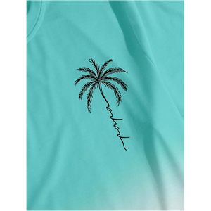 FOXA Men's Short Sleeve T-Shirt And Shorts <b>Set</b> Tropical Print Breathable Beach Outfit Summer Casual Wear - Product Image 3