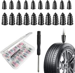 <span class=keywords><strong>Kit</strong></span> de réparation de pneus avec 60 vis de type bouchon et tournevis pour la réparation des crevaisons de pneus de voitures, vélos, motos, tracteurs - Product Image 1