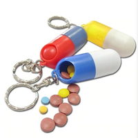 Mini porte-clés portable boîte à pilules vente directe d'usine PP matériel métal plastique Capsule porte-conteneur porte-clés pour les promotions