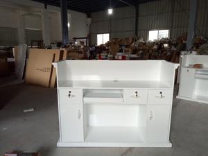 Mostrador de recepción, mueble blanco con mostrador de lámpara, centro deportivo, mostrador de recepción, diseño moderno, mostrador de recepción para salón de belleza - Product Image 4