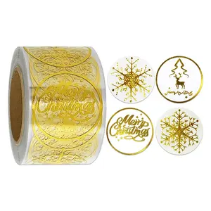 Kerst Stickers Tags Decoratieve Aanwezig Voor Kaarten Gift Enveloppen Dozen 1.5Inch Ornament Ronde Vrolijk Kerstfeest Label Roll