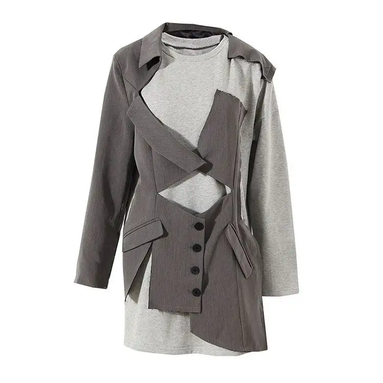 Coat 2022 autumn winter fashionable long blouse threee-dimensional tailor ed suit broken irregular clothing