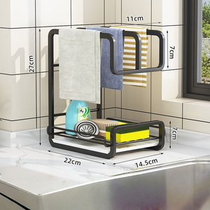 Étagère de rangement en métal pour essuie-mains, installation facile, durable, avec drainage ventilé, double couche, support suspendu pour comptoir de <span class=keywords><strong>cuisine</strong></span> - Product Image 5