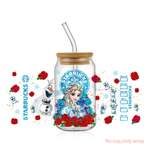 Vendita all'ingrosso UVDTF coppe Wrap trasferimento principessa rosa libey magico Gass può progettare impermeabile 16oz 20oz UV DTF coppetta avvolgente - Product Image 2