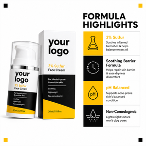 Crème de Soin Quotidienne Tendance : Améliore l'Acné, Apaise les Rougeurs, Équilibre le Sébum – Crème Visage au Soufre 3% et Acide Hyaluronique, Marque Privée - Product Image 5