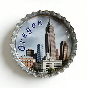 Magnete da Frigo in Latta con Tappo di Bottiglia in Metallo, Souvenir Turistico di Paesi Diversi: Bhutan, Colombia, San Andres, Jakarta, Oregon - Product Image 6