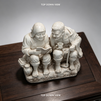 Sculpture antique en porcelaine, couple âgé, thème Dazai, ornement en céramique pour exposition en galerie, décoration de salle d'étude, souvenir