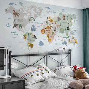 Decorazione della stanza dei bambini autoadesiva cartone animato animale 3d <span class=keywords><strong>mappa</strong></span> <span class=keywords><strong>del</strong></span> <span class=keywords><strong>mondo</strong></span> adesivi murali - Product Image 5