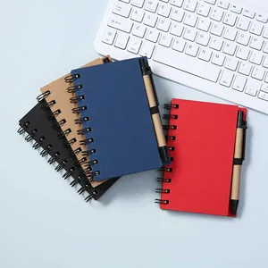 Custom Cheap Bulk Blank Kraft Note Book Notebook With Pen And Sticky Note