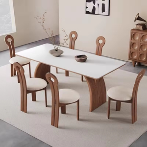 <span class=keywords><strong>Tavolo</strong></span> da pranzo contemporaneo in legno massello <span class=keywords><strong>struttura</strong></span> unica gamba curva resistente elegante per zona pranzo - Product Image 5