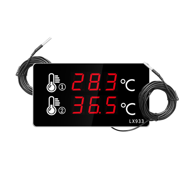 Digital Thermometer Dual External Probes 5m Probe Cable 0.5 Accuracy -40~120 Range Large LCD Screen Swimming Pool