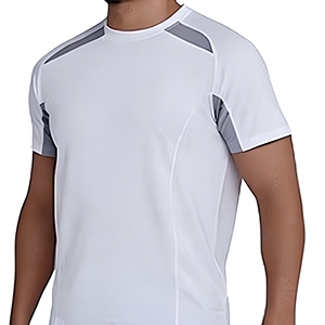 T-shirt sportif blanc à manches courtes pour homme, coupe classique, séchage rapide, tricoté 100% coton, col rond, uni, écologique, respirant, 290g - Product Image 1