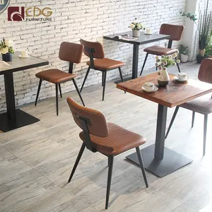 1 De 2 sillas de diseño moderno restaurante HPL mesa y silla de cuero conjunto de muebles de restaurante