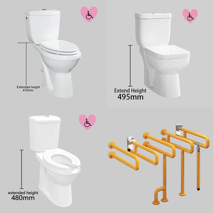 Set WC Rialzato per Anziani e <span class=keywords><strong>Disabili</strong></span>, 2 Pezzi, Inodoro per Persone con Mobilità Ridotta - Product Image 1