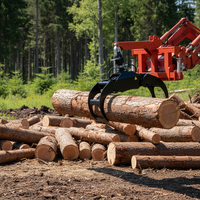 Grappin de débardage pour tracteurs de 50 à 90 CV, capacité de levage de 1500 kg avec rotateur de 3 tonnes pour travaux forestiers