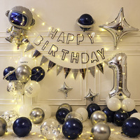 Perlengkapan Dekorasi Ulang Tahun Anak Balon Kartun Kit Balon Lateks Spanduk Selamat Ulang Tahun Set Foil Awan Pita Latar Belakang Foto Baby Shower