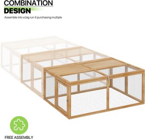 Foldable Wooden Small Animal Playpen With Wire Mesh and Expandable Design for Outdoor Indoor <strong>Pet</strong> <strong>Run</strong> Use - Product Image 2