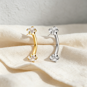 Lote de 10 unidades de Piercings Curvos de Plata Tibetana y Titanio para Mujer, con Gema de Cristal, para Ceja, Tragus, Helix, Rook y Oreja - Product Image 3