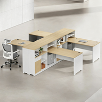 Poste de travail de bureau pour 4 personnes de qualité E0, écologique, avec cloison moderne et minimaliste, bureau informatique en îlot