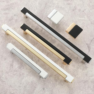 Armoire de luxe minimaliste de luxe pour porte à tiroir, poignée en alliage de zinc, <span class=keywords><strong>patchwork</strong></span> bicolore, armoire pour la cuisine - Product Image 1