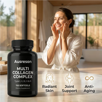Ausreson Marque Privée Complexe Multi-Collagène en Gélules Souples, Supplément de Biotine pour la Santé de la Peau, des Ongles et des Articulations, Gélules de Collagène