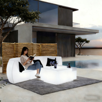 Ensemble de meubles de bar modernes en plastique avec éclairage LED, canapé, cube, siège, chaise, table, 16 couleurs changeantes, imperméable, pour usage commercial