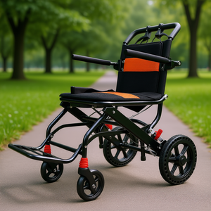 Chaise de transport manuelle pliable en alliage d'aluminium, largeur de 18 pouces, capacité de 220 livres, pour les voyages - Product Image 2