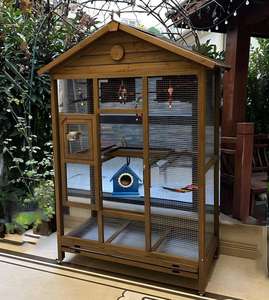 Grande, moyenne et petite <span class=keywords><strong>cage</strong></span> à oiseaux en bois imperméable avec roulettes pour pigeon, caille, perroquet, canari, ara, calopsitte, usage d'élevage - Product Image 5