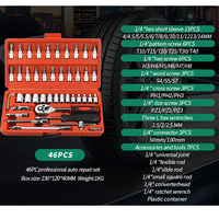 Juego de Herramientas de Reparación Automotriz OEM de 46 Piezas, Juego de Llaves de Trinquete y Vasos de Acero Aleado, Kit Combinado Completo y Duradero para Taller