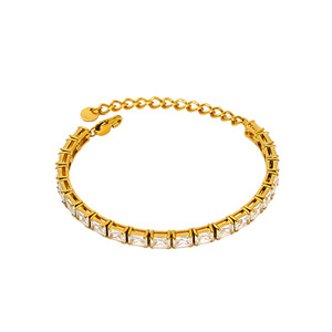 ZOGXIN Tennis Bracelet Gold Colorful Square Zircon Channel Setting Party Jewelry - Product Image 5
