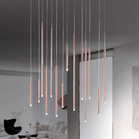 Lampe Suspendue LED Moderne Personnalisable pour Hall d'Hôtel, Hall d'Ascenseur, Décoration de Tube Droit, Luminaire Suspendu pour Cuisine