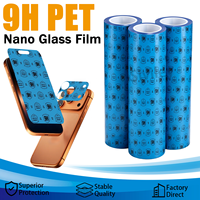 Roll Film Kaca Nano 9H PET 1.02M*100M Anti Gores Anti Benturan Bahan Baku Pelindung Layar untuk Mesin Laser