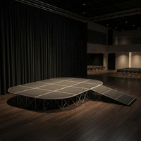 Plataforma de Escenario Portátil de Aluminio de 4x4 pies, Forma Cuadrada, de Madera Contrachapada, para Eventos y Conciertos