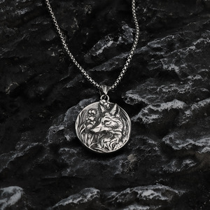 yunnique Men's Stainless Steel Wolf <b>Head</b> Pendant Necklace Viking <b>Style</b> Animal Design Gift Jewelry - Product Image 4