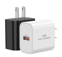 Chargeur rapide USB-C 18W QC 3.0 Power International, adaptateur secteur standard UE/US pour écouteurs