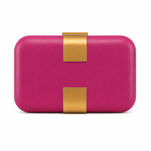 Pochette Elegante Quadrata in PU con Chiusura in Metallo Dorato, Borsa <span class=keywords><strong>da</strong></span> <span class=keywords><strong>Sera</strong></span> Rigida Nera per Matrimoni, Balli e Cocktail - Product Image 3