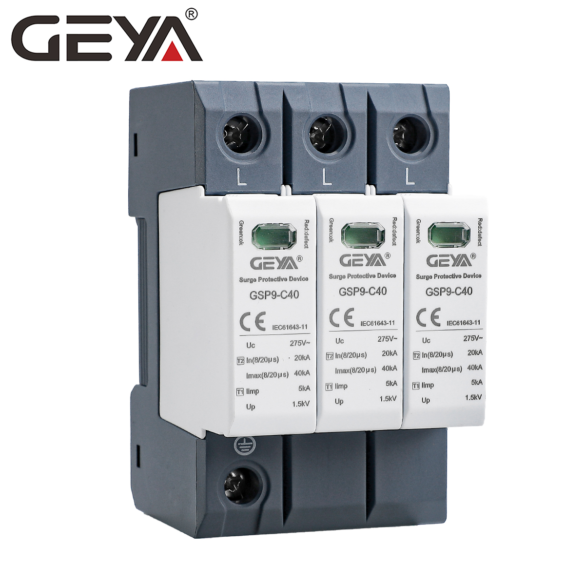 GEYA GSP9-C40-3P-40KA Din rail навесной класс B 60KA молниеотвод SPD защита AC стабилизатор напряжения цены