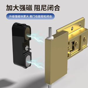 Charnières de porte en aluminium à ressonance, type broche, à axe unique, dissimulées, avec amortisseur réglable haut et bas pour portes d'armoires - Product Image 2