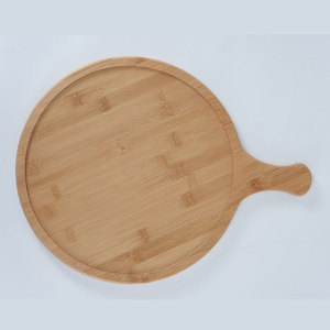 Planche à charcuterie ronde en bambou durable de qualité supérieure, pelle à pizza avec poignée, plateau de service en bois pour fromage, <span class=keywords><strong>steak</strong></span>, fête, vente en gros - Product Image 6