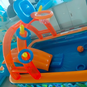 Bể bơi đại dương có thể thổi phồng cho trẻ em điên để bơi ngoài trời, được trang bị giá bóng rổ và CẦU TRƯỢT - Product Image 6