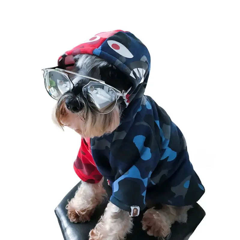 Merek Logo Populer Hewan Peliharaan Teddy Schnauzer Anak Anjing Kamuflase Tampan Hoodie Anjing Peliharaan Tebal Musim Gugur/Musim Dingin