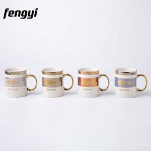 Mug à café personnalisé avec logo, décalcomanie dorée, tasse en céramique pour l'eau, mug à café pour le petit-déjeuner, décoratif, coloré à la main, en céramique blanche, mugs personnalisés - Product Image 3