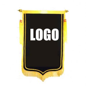 Fanions triangulaires à franges dorées en tissu de qualité supérieure, mât de drapeau en fibre de carbone, logo personnalisé, réalisations d'entreprise, marque - Product Image 3