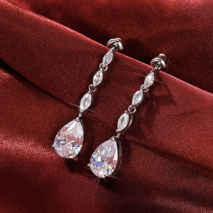Orecchini pendenti con zirconi a goccia Marquise per donna, eleganti gioielli per feste di matrimonio - Product Image 1