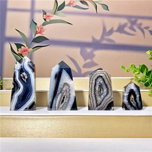 1pc Nature Quality <b>Black</b> Agate Geode Tower ,<b>polished</b> <b>Black</b> Agate Quartz,Boho Style for Home Decor and Healing - Product Image 4
