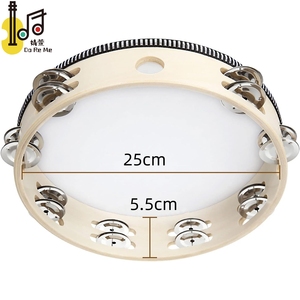 10 pollici doppia fila di legno materiale tamburello educativo musicale percussionale a mano tamburello per la chiesa e KTV adulti giocattoli - Product Image 2