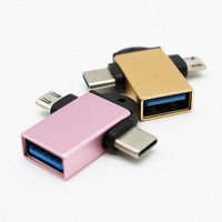 Adaptador OTG tipo C 2 en 1, adaptador Micro Usb a USB C, lector de unidad Flash para teléfono móvil, Conector de ratón, convertidor de Cable USB