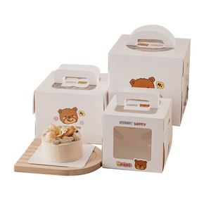 Custom Recyclable 3 4 6 Bread Dessert Boxes Takeaway Cake Cartons and Packaging with Window - Product Image 1