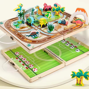 Portable 2-en-1 Double Face <span class=keywords><strong>Jeu</strong></span> De Table Ensemble Rapide Sling Puck & Take <span class=keywords><strong>Train</strong></span> En Bois Jeux De Société Éducatifs pour Enfants pour Voyage - Product Image 2